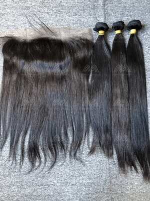 Raw Hair Straight/Body Wave 3 Bundles With 13x4 Transparent Frontal Deals