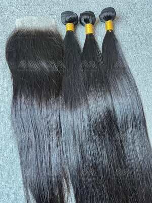 Diamond Hair Straight 3 Bundles With 4x4 HD Closure Deals