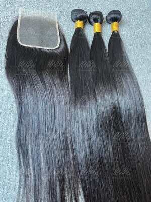 Diamond Hair Straight 3 Bundles With 4x4 HD Closure Deals