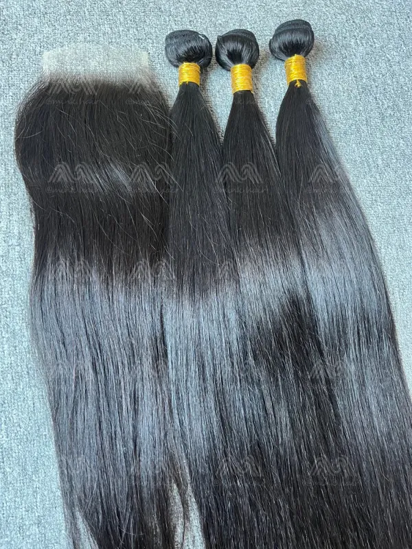 Diamond Hair Straight 3 Bundles With 4X4 HD Closure Deals