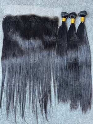 Diamond Hair Straight 3 Bundles With 13x6 Transparent Frontal Deals