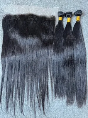 Diamond Hair Straight 3 Bundles With 13X6 Transparent Frontal Deals