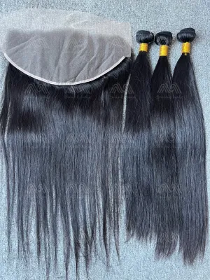 Diamond Hair Straight 3 Bundles With 13X6 Transparent Frontal Deals