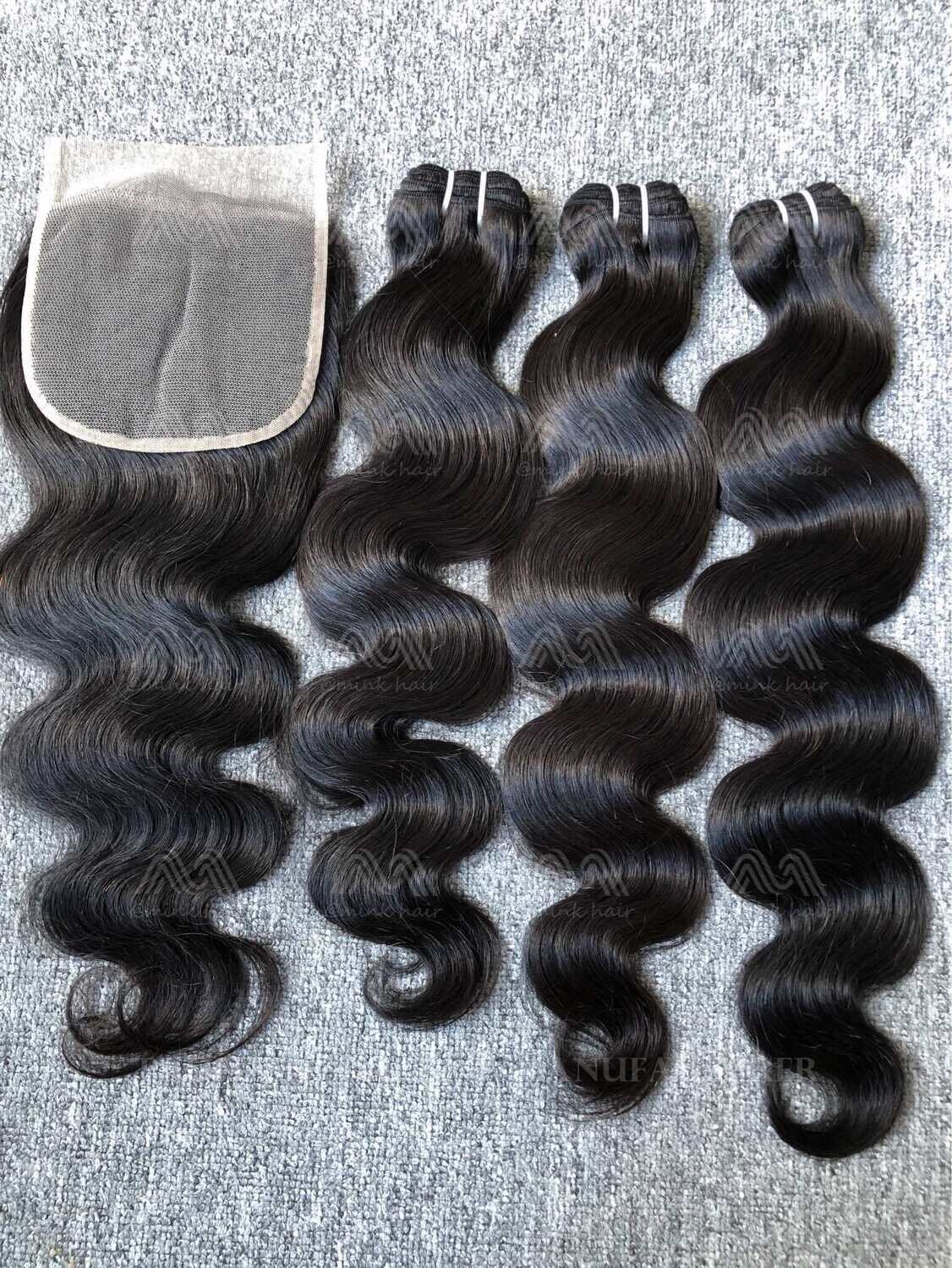 Luxury Hair Body Wave 3 Bundles With Transparent 5x5 Closure Deals