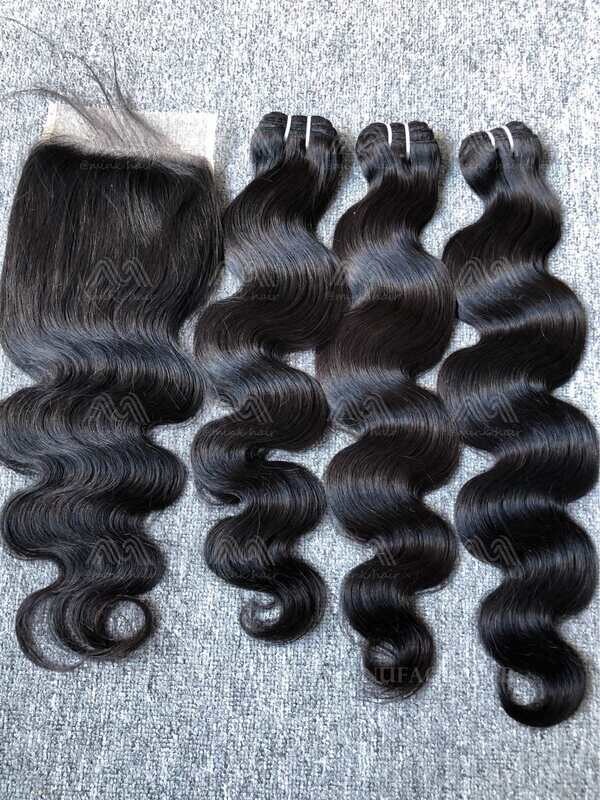 Luxury Hair Body Wave 3 Bundles With Transparent 5x5 Closure Deals