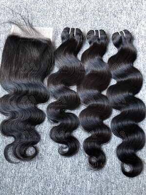 Luxury Hair Body Wave 3 Bundles With Transparent 5x5 Closure Deals
