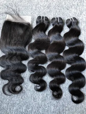 Luxury Hair Body Wave 3 Bundles With Transparent 5X5 Closure Deals