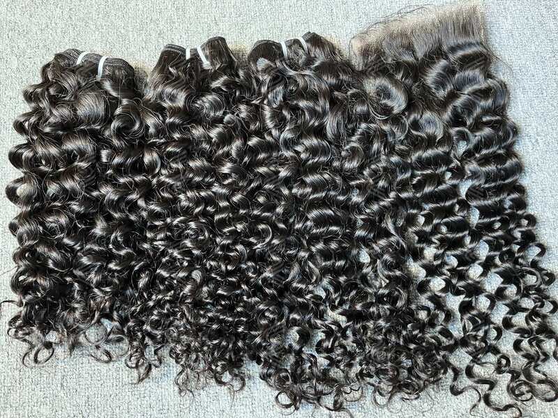 Luxury Hair Italian Curly 3 Bundles With Transparent 5x5 Closure Deals