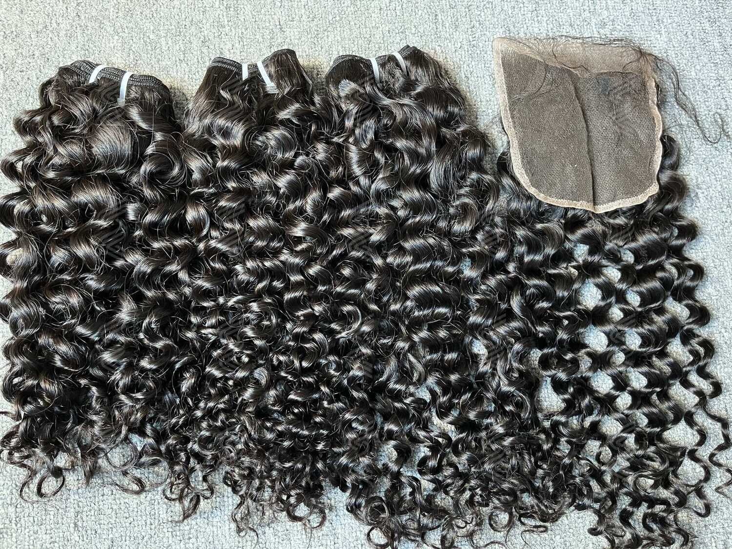 Luxury Hair Italian Curly 3 Bundles With Transparent 5x5 Closure Deals