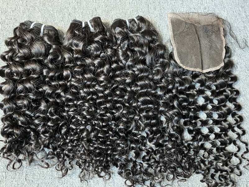 Luxury Hair Italian Curly 3 Bundles With Transparent 5x5 Closure Deals