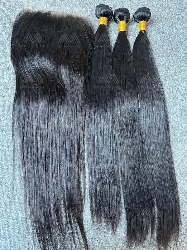 Diamond Hair Straight 3 Bundles With 4x4 Transparent Closure Deals