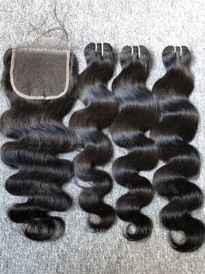 Luxury Hair Body Wave 3 Bundles With 5x5 HD Closure Deals