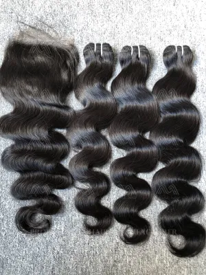 Luxury Hair Body Wave 3 Bundles With 5X5 HD Closure Deals