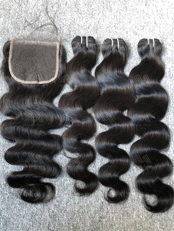 Luxury Hair Body Wave 3 Bundles With 5X5 HD Closure Deals
