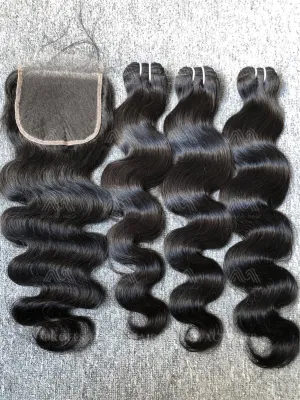 Luxury Hair Body Wave 3 Bundles With 5X5 HD Closure Deals
