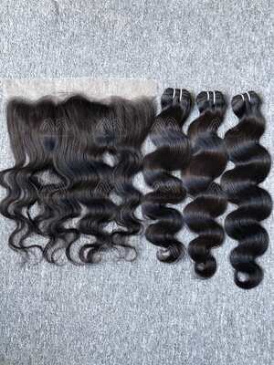 Luxury Hair Body Wave 3 Bundles With Transparent 13x4 Frontal Deals