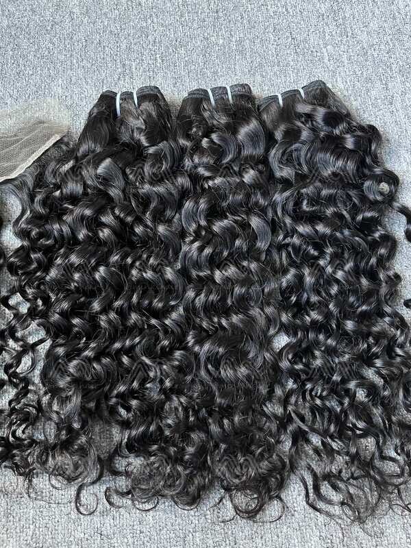 Luxury Hair Italian Curly 3 Bundles With Transparent 13x4 Frontal Deals