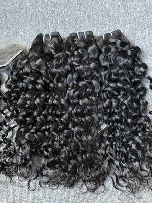 Luxury Hair Italian Curly 3 Bundles With Transparent 13x4 Frontal Deals