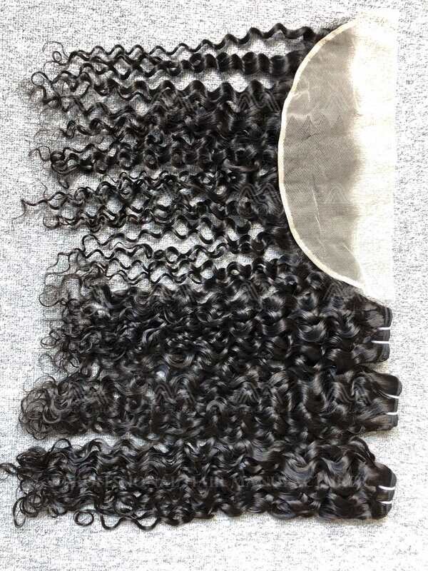 Luxury Hair Italian Curly 3 Bundles With Transparent 13x4 Frontal Deals