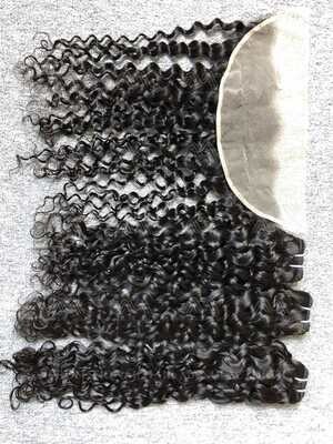 Luxury Hair Italian Curly 3 Bundles With Transparent 13x4 Frontal Deals