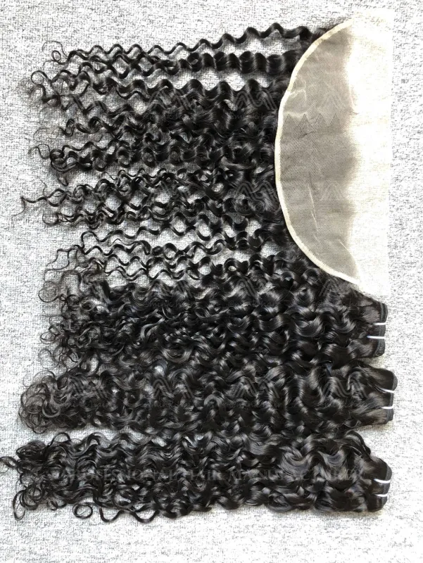 Luxury Hair Italian Curly 3 Bundles With Transparent 13X4 Frontal Deals