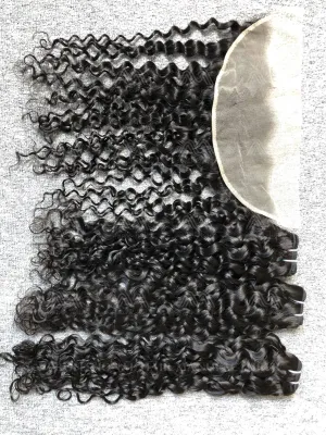 Luxury Hair Italian Curly 3 Bundles With Transparent 13X4 Frontal Deals