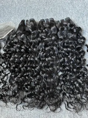 Luxury Hair Italian Curly 3 Bundles With Transparent 13X4 Frontal Deals