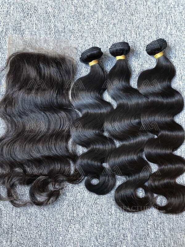 Raw Hair Straight/Body Wave 3 Bundles With 4x4 Transparent Closure Deals