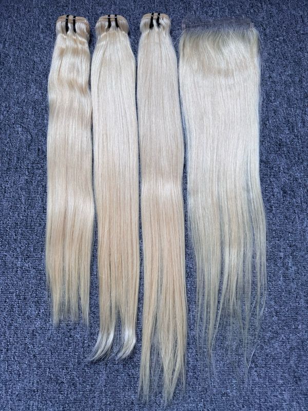 Blonde Hair Straight 3 Bundles With 5x5 HD Closure Deals