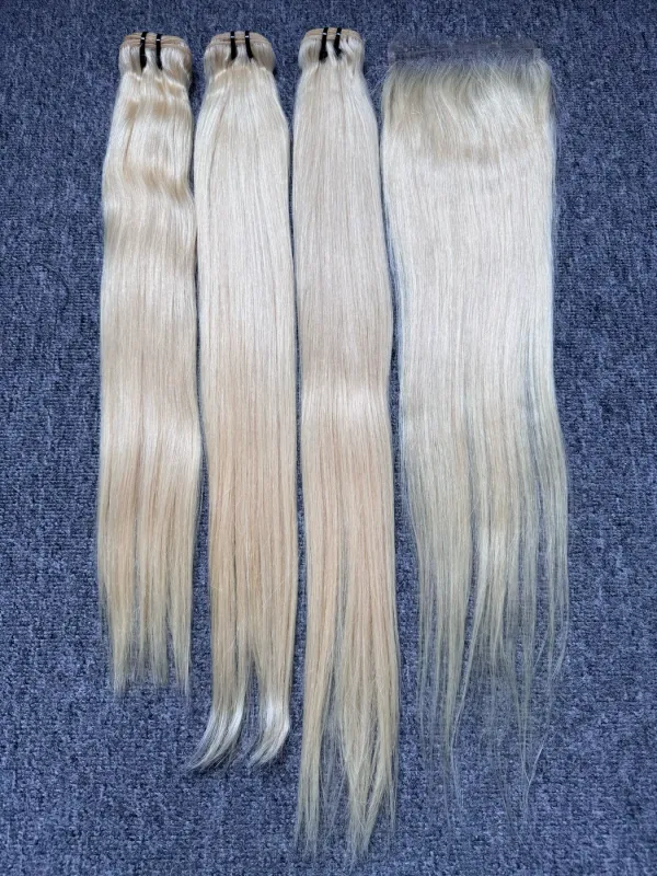 Blonde Hair Straight 3 Bundles With 5X5 HD Closure Deals