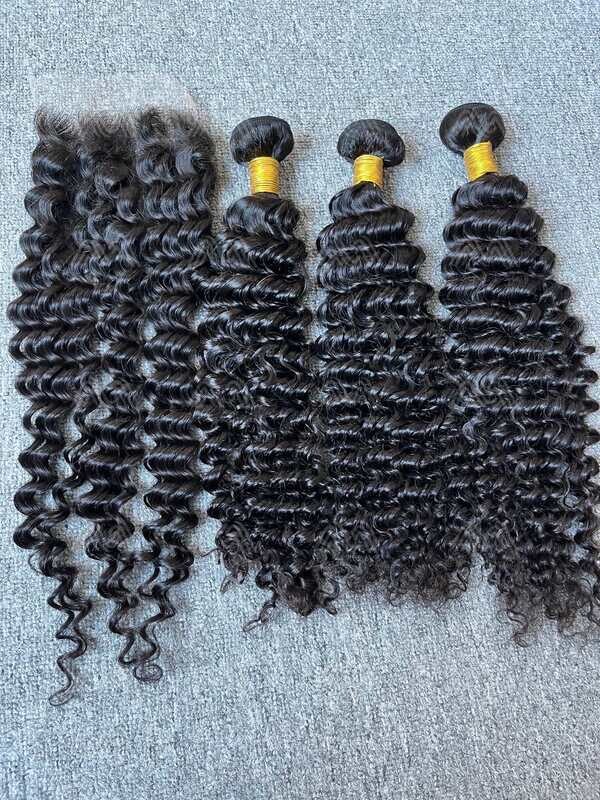Diamond Hair Deep Wave 3 Bundles With 5x5 HD Closure Deals