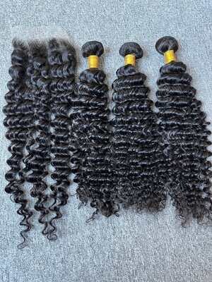 Diamond Hair Deep Wave 3 Bundles With 5x5 HD Closure Deals