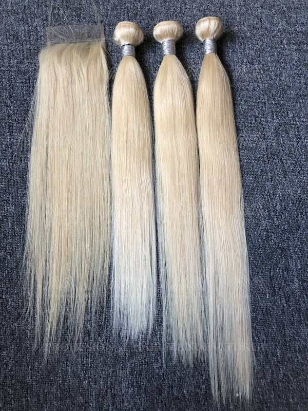 Blonde Hair Straight 3 Bundles With 4x4 HD Closure Deals