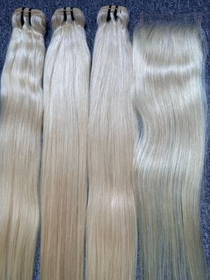 Blonde Hair Straight 3 Bundles With 4x4 HD Closure Deals