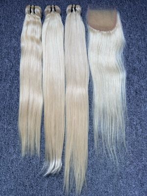 Blonde Hair Straight 3 Bundles With 4x4 HD Closure Deals