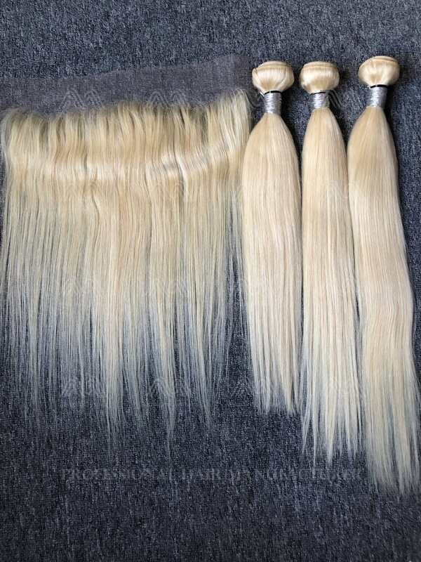 Blonde Hair Straight 3 Bundles With 13x4 HD Frontal Deals
