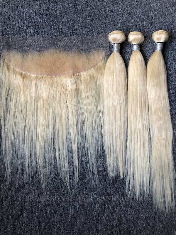 Blonde Hair Straight 3 Bundles With 13x4 HD Frontal Deals