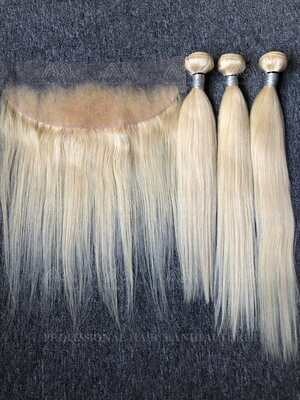 Blonde Hair Straight 3 Bundles With 13x4 HD Frontal Deals