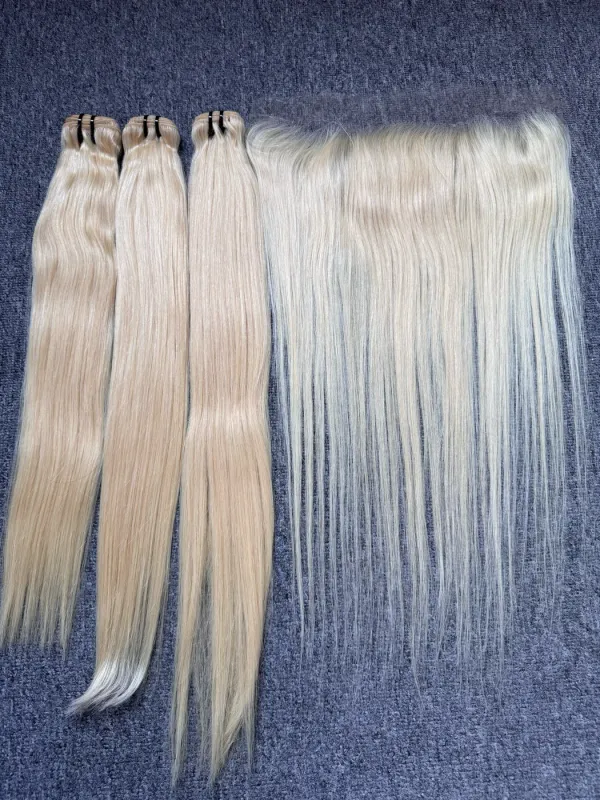 Blonde Hair Straight 3 Bundles With 13X4 HD Frontal Deals