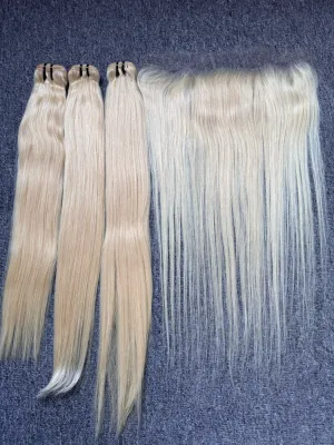 Blonde Hair Straight 3 Bundles With 13X4 HD Frontal Deals