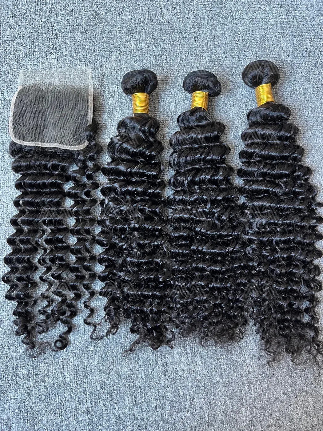 Diamond Hair Deep Wave 3 Bundles With 4X4 HD Closure Deals
