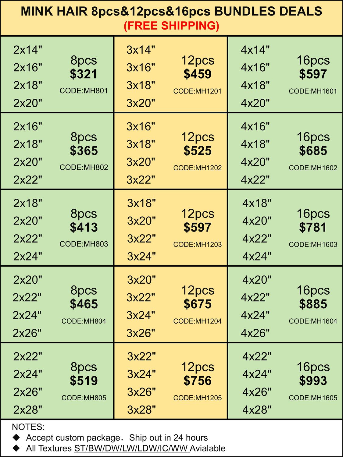 Bundles Deals: Mink Hair Bundles 8pcs 12pcs 16pcs