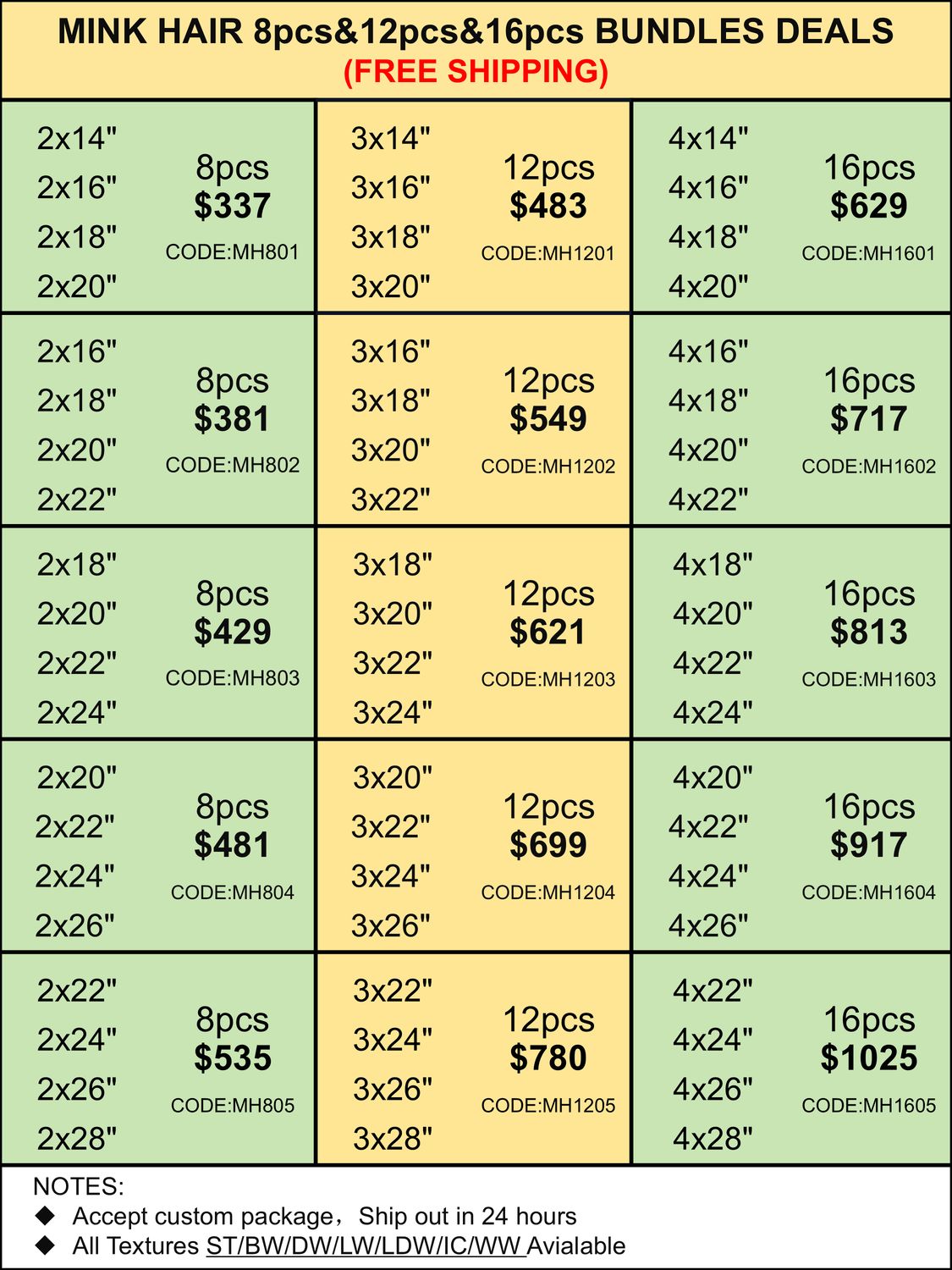 Bundles Deals: Mink Hair Bundles 8pcs 12pcs 16pcs