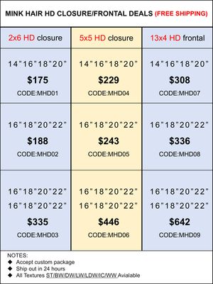 HD Closure &amp; Frontal Deals: Mink Hair 2x6/5x5/13x4