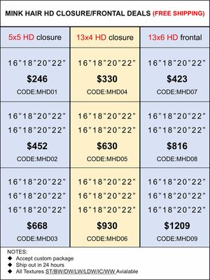 HD Closure &amp; Frontal Deals: Mink Hair 5x5/13x4/13x6