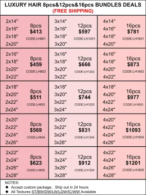 Bundles Deals: Luxury Hair 8pcs 12pcs 16pcs
