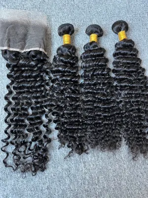 Diamond Hair Deep Wave 3 Bundles With 13X4 HD Frontal Deals