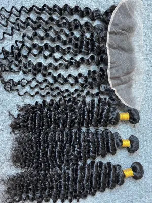 Diamond Hair Deep Wave 3 Bundles With 13X4 HD Frontal Deals