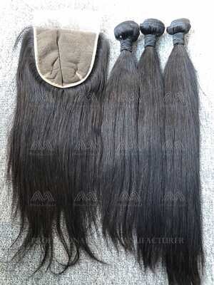 Mink Hair Straight 3 Bundles With 6x6 Transparent Closure Deals