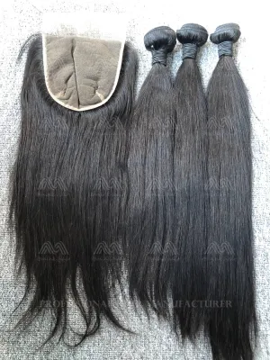 Mink Hair Straight 3 Bundles With 6X6 Transparent Closure Deals